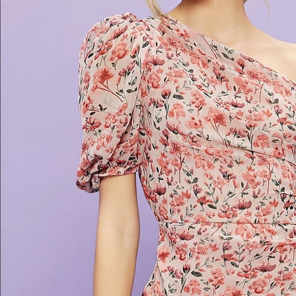 Shein One Shoulder Ruched Ruffle Hem Dress - Picture 4 of 10